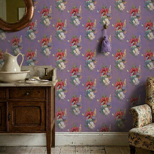Papier Peint Fleurs Sauvages Colorées Élégantes Sur Fond Violet