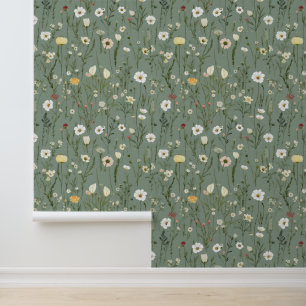 Papier Peint Fleurs sauvages sur le vert