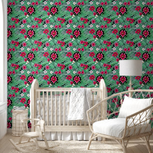 Papier Peint Fleurs tropicales hawaïennes été jungle motif