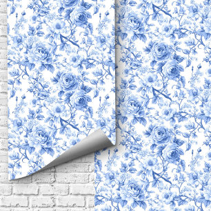 Papier peint floral à motifs roses toile de Jouy b