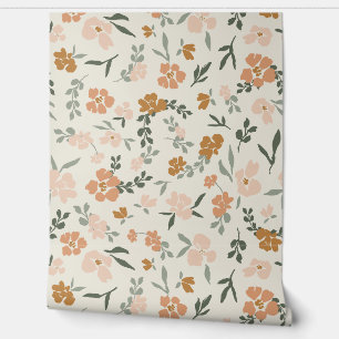 Papier Peint Floral Bohème Beige (Rose, Vert, Beige)