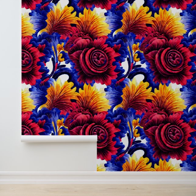 Papier Peint Floral Byzantin régal de grandes fleurs rose motif (Application)
