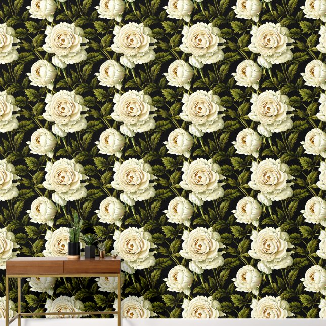Papier Peint Floral continu motif fleur de pivoine 3D chic (Couloir)