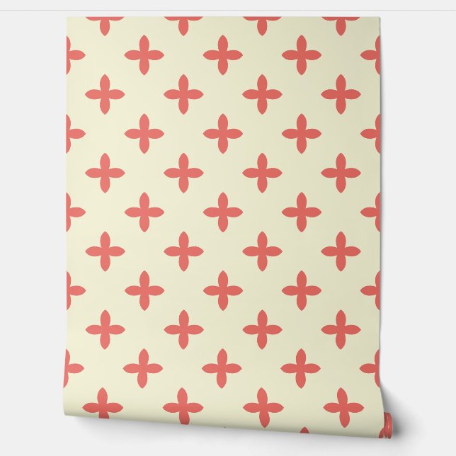 Papier peint floral de croix de corail minimal - f (Déroulement)