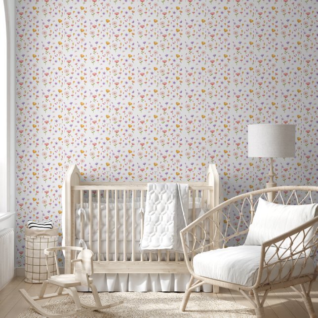 Papier peint floral délicat (Enfants)