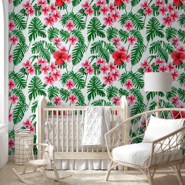 Papier Peint Floral fleurs tropicales Hawaiian île motif (Enfants)