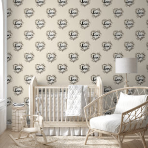 Papier Peint Floral Love Lettering - Motif sans couture 7