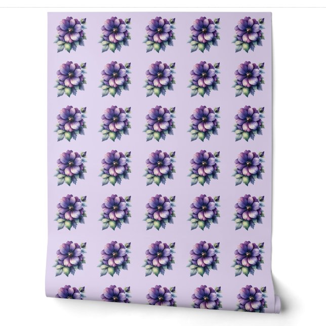 Papier Peint Floral violet vintage (Déroulement)