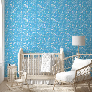 Papier Peint Flore blanche avec Arrière - plan bleu ciel