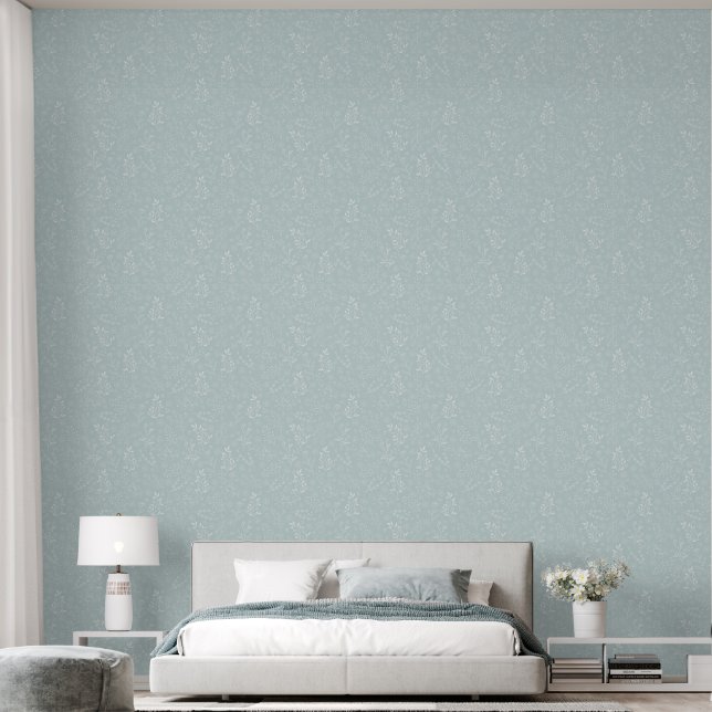 Papier Peint Flore bleu classique (Chambre à coucher)