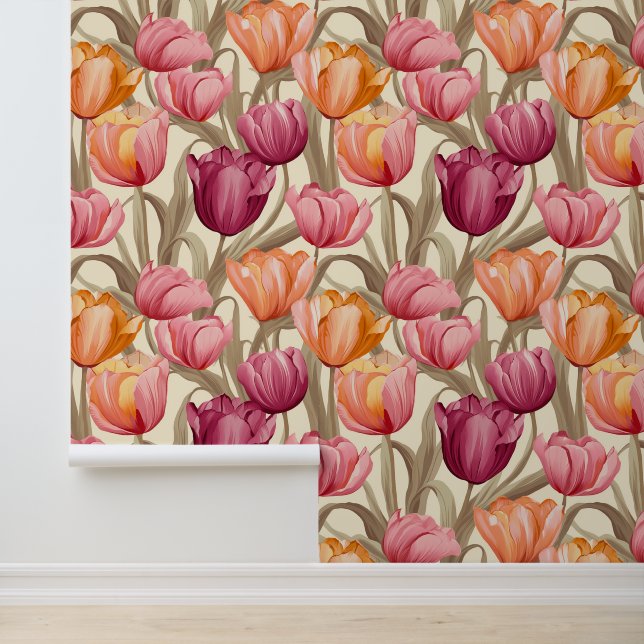 Papier Peint Flore de Tulipe moderne (Application)
