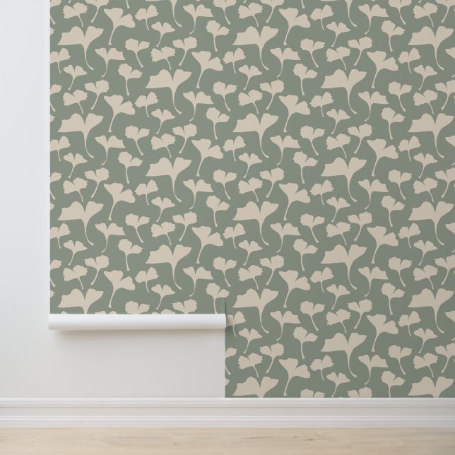 Papier Peint Flore vert Sage (Application)