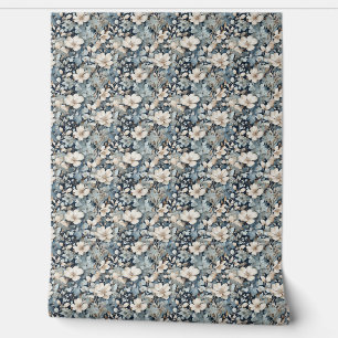 Papier Peint Flore vintage dans les tons bleu