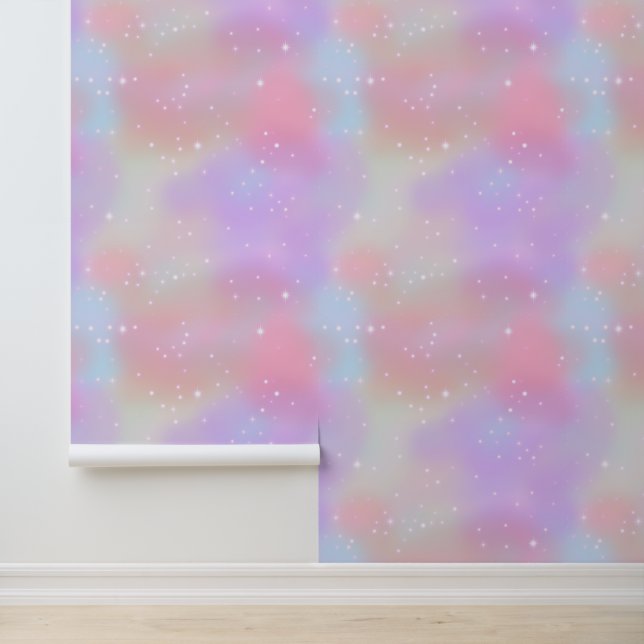 Papier Peint Fluffy Candy rose Unicorn Nuages Étoiles Magique (Application)