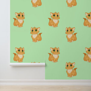 Papier Peint Fluffy Orange Cats Design