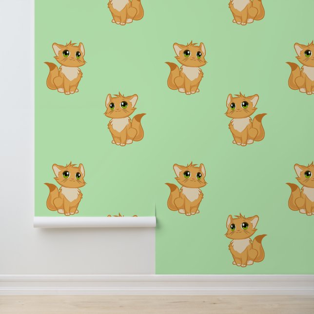 Papier Peint Fluffy Orange Cats Design (Application)