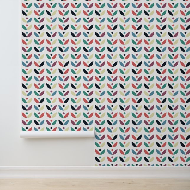 Papier Peint Folk Art Floral Motif géométrique (Application)