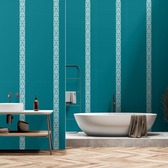 Papier Peint Fond d'écran blanc Turquoise (Salle de bain)