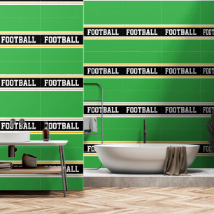 Papier Peint FOOTBALL Orange Blanc Noir Vert Rayures de course