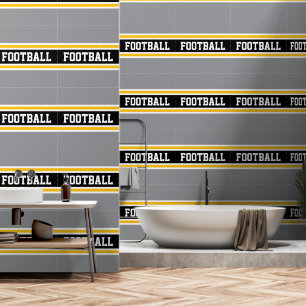 Papier Peint FOOTBALL Orange Blanc Noir Vert Rayures de course
