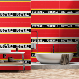 Papier Peint FOOTBALL Rouge Orange Blanc Noir Rayures de course