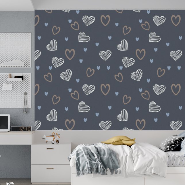 Papier Peint Forme de coeur noir romantique minimaliste moderne (Créateur téléchargé)