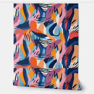 Papier Peint Formes Abstraites Modernes Vibrantes Motif