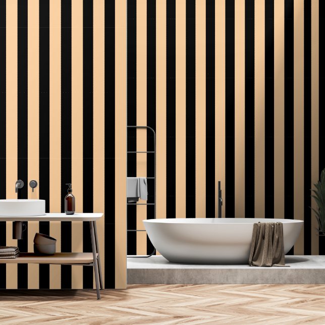 Papier Peint Formes géométriques à bande noire (Salle de bain)