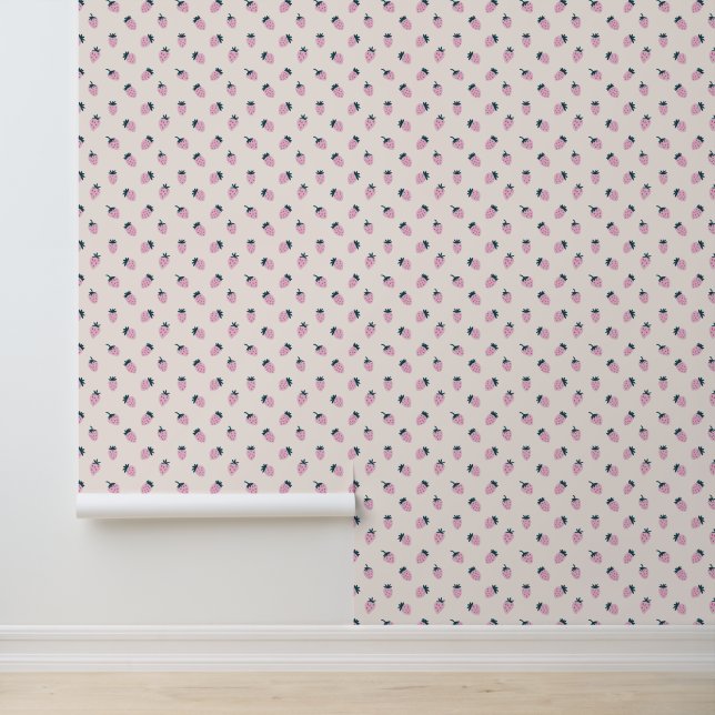 Papier Peint fraises rose (Application)