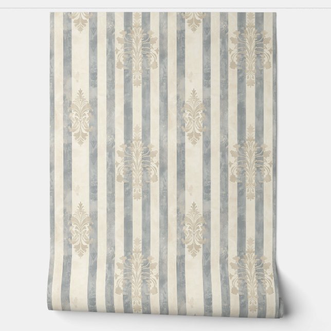 Papier Peint French Retro Damask Stripe  (Déroulement)