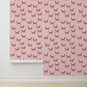 Papier Peint Fun mignon Motif Red Fox en rose