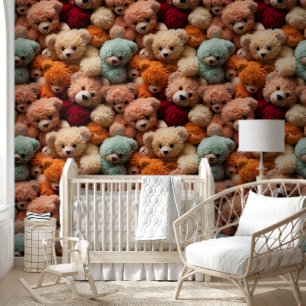 Papier Peint Fun Orange Crème rose Turquoise Teddy Ours