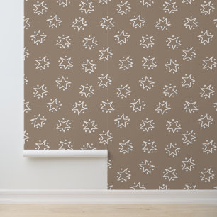 Papier Peint Fun Tan & White Star Abstrait avec Motif de points