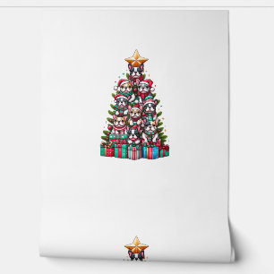 Papier Peint Funky French Bulldog sapin de Noël Santa Hat neige