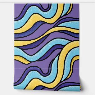 Papier Peint Funky Purple Blue Waves Super Art Abstrait