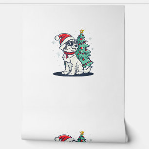 Papier Peint Funny Festive Lunettes de soleil Chien avec arbre 