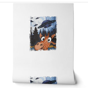 Papier Peint Funny Giraffe UFO Zoo animal Weird meme Graphisme