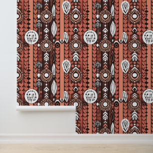 Papier Peint Fusion tribale terrestre : Motif ethnique moderne