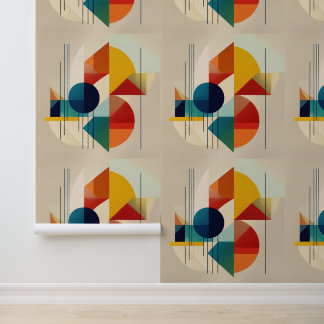 Papier Peint Geometric Abstract Art in Bauhaus Style