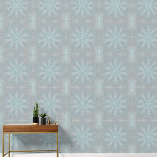Papier Peint Géométrique Étoile Gris Argent Bleu C