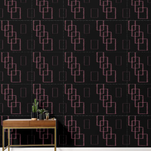 Papier Peint géométrique moderne abstrait noir et rose