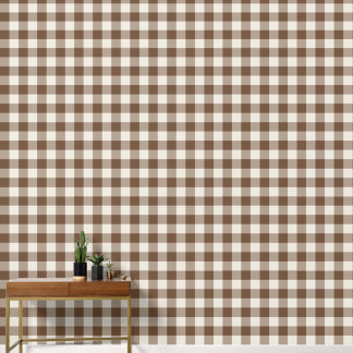 Papier Peint Gingham à carreaux larges marron