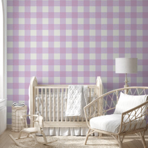 Papier Peint Gingham à carreaux violet doux – Cottage pastel do