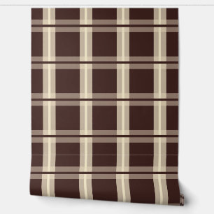 Papier Peint Gingham Marron et Beige