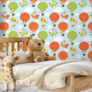 Papier Peint Girafe amusante en Motif de ballons et avions