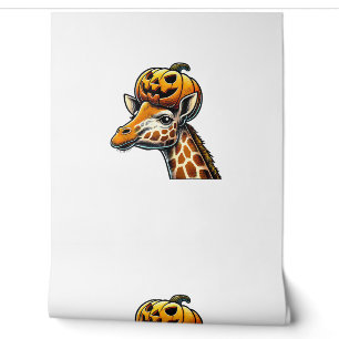 Papier Peint Girafe avec Casquette Citrouille Halloween Design