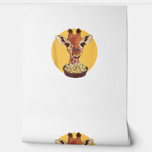 Papier Peint Giraffe Avec Popcorn Cartoon Humour animal
