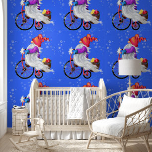 Papier Peint Gnome mignonne avec vélo et cadeau Noël