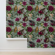 Papier peint Goblincore Forêt Enchantée Bleu Mauss