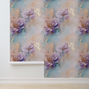 Papier Peint Gold Aqua Purple Floral